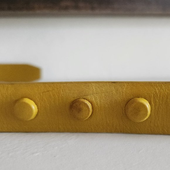 Jil Sander Genuine soft Leather saffron yellow studded belt Sz 80 Italy - Picture 6 of 10